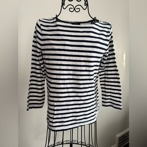 J. Crew Navy & White Striped Long Sleeve Top, 100% cotton, nautical